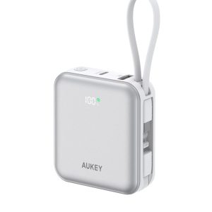 AUKEY Swivel Mini L 10000 22.5W 10000mAh Power Bank with Built-in USB-C and Lightning Cables PB-Y91L